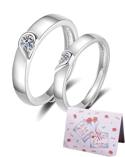 LEEQ freundschaftsringe - Liebe Paar Ring Damen und Herren Verstellbare Ringe für Frauen Paare Freundschaftsringe Verlobungsring(Eine Karte hinzufügen) von LEEQ