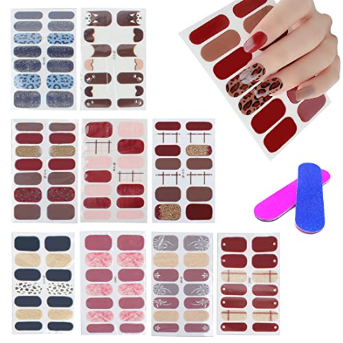 10 Nageltattoos mit verschiedenen Mustern und 10 kostenlose Nagelfeilen Selbstklebende Nagellacksticker wasserdichte Nageltattoos für Mädchen DIY Dekoration von LEEQBCR