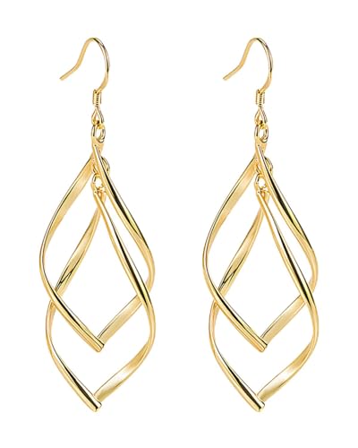 LEEQBCR 1 Paar Frauenohrringe, 925 Sterling Silber lange Quastenohrringe für Frauen, goldfarben, Gold LEEQBCR 1 Paar Frauenohrringe, 925 Sterling Silber lange Quastenohrringe für Frauen, goldfarben, Gold von LEEQBCR