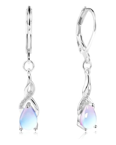 LEEQBCR 1 Paar Mondstein Ohrringe OhrhäNger Ohrringe HäNgend OhrhäNger Silver, für Damen Geschenk für Frauen Freundin Mama Mädchen von LEEQBCR
