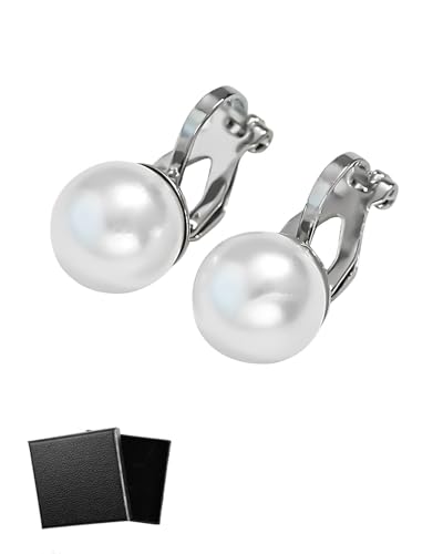 LEEQBCR 1 Paar Simulierte Süßwasserperle Ohrclips Clip auf Ohrringe Nicht Gestochen Ohrstecker,Ohrclips Damen Klipp Ohrringe Schmuck,für Frauen Mädchen（2 * 0.9 cm） von LEEQ