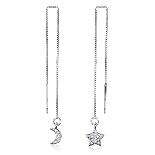 LEEQBCR 1 Paar Stern Mond Kristall Lange Tropfen Ohrringe Schmuck Frauen asymmetrische Quaste baumeln Ohrringe von LEEQBCR