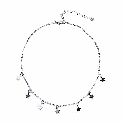 LEEQBCR - 1 Pcs Boho-Stern-Halskette, Pentagon-Stern-Anhänger-Halskette, hochwertige Schlüsselbeinkette, Schmuck für Frauen und Mädchen, Silber von LEEQBCR