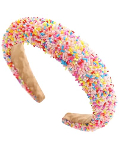 LEEQBCR 1 Stück Breiter Haarreifen Damen Glitzer, Haarreifen Mädchen, Bonbonfarbenes Haarband,Glitzer Mit Pailletten Verziert Modisch Kopfhände Dick Gepolstert Breiter Haarband Frauen Mädchen von LEEQBCR