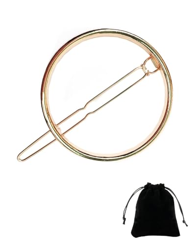LEEQBCR 1 Stück Circle Stick Haarspangen Haarspange Geometrische Runde Haarspange Clip Metall Haarhalter Clips Gold Minimalistische Haarspangen Dekorativer Haarschmuck für Frauen und Mädchen (Gold) von LEEQ