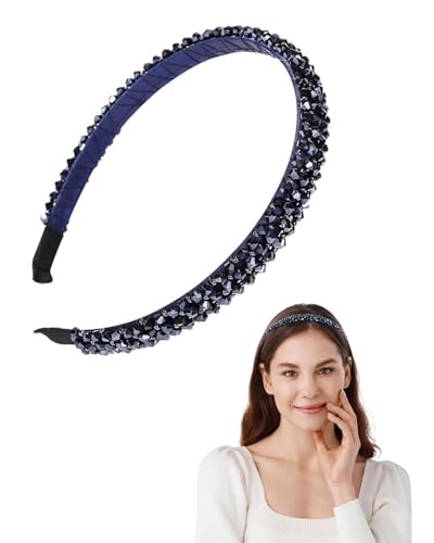 LEEQBCR 1 Stück Haarreif für Damen Mit Kristallperlen,mit Kristallperlen Stirnband Haarschmuck Haarreifen Damen Haarreifen Mädchen,fur Hochzeit,Abend Party,Abschlussball,Modische Gepolsterten Haarreif von LEEQBCR