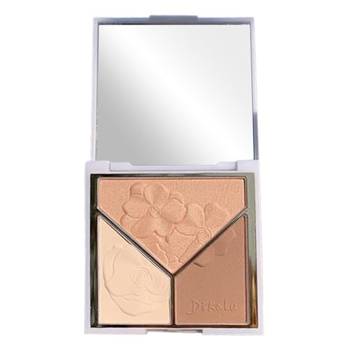LEEQBCR 1 Stück Tri-Colour Blush Palette,Gesicht Kontur und erröten Palette,leicht,lang anhaltende Gesicht erröten,Hervorhebung Matte Nase Schatten Schatten Lidschatten Anfänger Make-up mit Spiegel von LEEQBCR