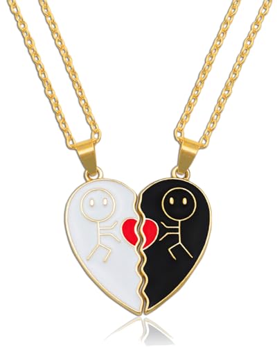 LEEQBCR 2 Stück Gold Freundschaftsanhänger Halskette, BFF Halskette, Bester Freund Halskette, Schwarz-Weiß Match Herz Freundschaft Halskette, für Jungen und Mädchen, Geburtstagsgeschenk LEEQBCR 2 Stück Gold Freundschaftsanhänger Halskette, BFF Halskette, Bester Freund Halskette, Schwarz-Weiß Match Herz Freundschaft Halskette, für Jungen und Mädchen, Geburtstagsgeschenk von LEEQBCR