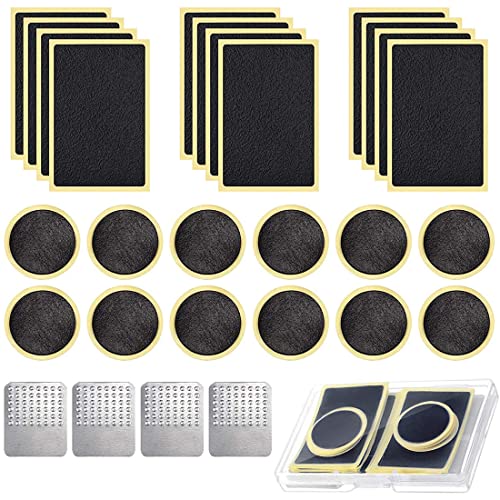 LEEQBCR 28 Stück Fahrradreifenflicken-Reparaturset, klebefreies Flicken, Flicken-Reparaturset, selbstklebender Fahrrad-Innenschlauch, Gummipatches mit Metallraspel von LEEQBCR