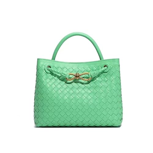 Gewebte Tragetasche für Damen, Leder, Schultertasche, Designer-Handtasche mit Tragegriff (Meeresdämonengrün) von LEESTUTY