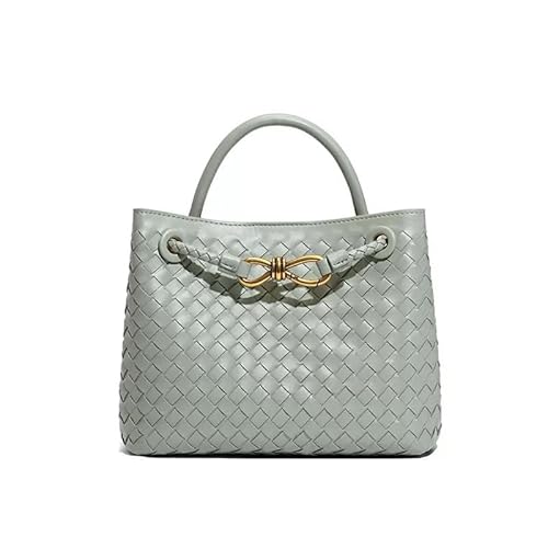 Gewebte Tragetasche für Damen, Leder, Schultertasche, Designer-Handtasche mit Tragegriff oben, (Agate Grey) von LEESTUTY