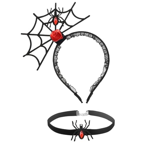 6 Stück Halloween Haarspange,knochen Haarclip Schädel Skelett Haarnadeln Seite Haarspangen Halloween Haarschmuck Cosplay Kostüm dekorative Haare Barettes Zubehör für Mädchen (Stirnbänder-Spinne-Rot) von LEEWYOU
