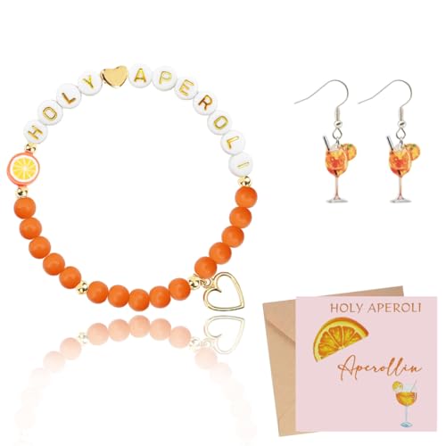 LEEWYOU Aperol Geschenk,Aperol Armband,HOLY APEROLI Aperol Ohrringe Deko Aeschenke fur Spritzo Aperoli Fans Freundin Kollegen Familien Frau Mädchen STYLE 1 von LEEWYOU
