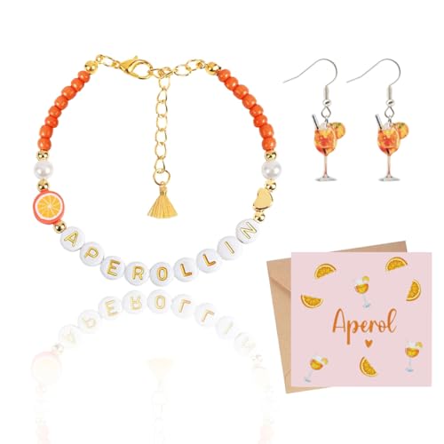 LEEWYOU Aperol Geschenk,Aperol Armband APEROLLIN,Aperol Ohrringe Deko Aeschenke fur Spritzo Aperoli Fans Freundin Kollegen Familien Frau Mädchen STYLE 1 von LEEWYOU