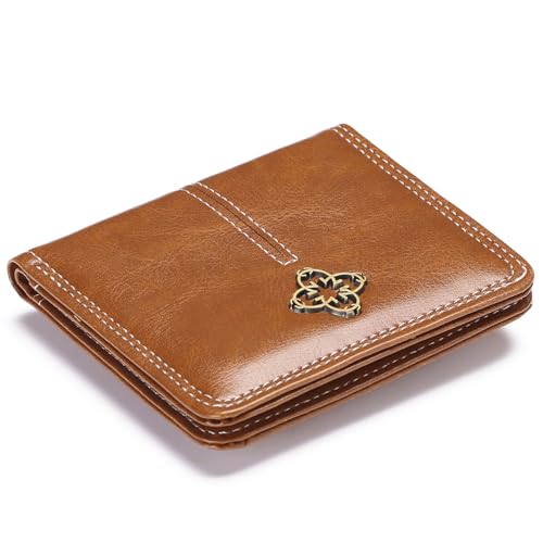 LEEXTON Damen Geldbeutel klein mit RFID-Schutz, Mini Kurzer Geldbeutel Frauen Leder mit Zipper Brieftasche, Exquisit Münzfach Portemonnaie von LEEXTON