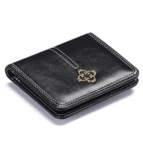 LEEXTON Damen Geldbeutel klein mit RFID-Schutz, Mini Kurzer Geldbeutel Frauen Leder mit Zipper Brieftasche, Exquisit Münzfach Portemonnaie von LEEXTON