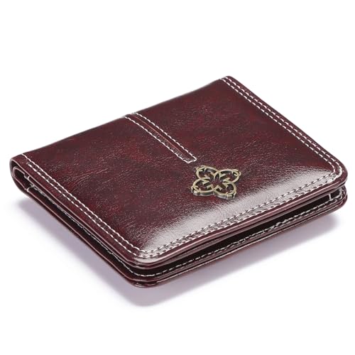 LEEXTON Damen Geldbeutel klein mit RFID-Schutz, Mini Kurzer Geldbeutel Frauen Leder mit Zipper Brieftasche, Exquisit Münzfach Portemonnaie von LEEXTON