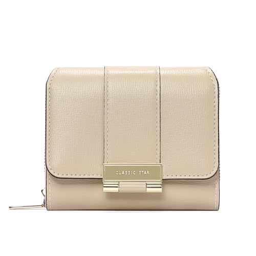 LEEXTON Exquisit Geldbörse Damen Klein, Kurzformat Portemonnaie Damen aus Leder, Geldbeutel Damen mit Zipper Münzfach Brieftasche von LEEXTON