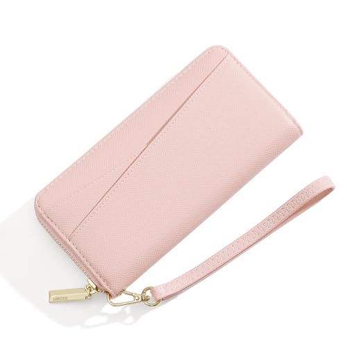 LEEXTON Große Kapazität Leder Damen Geldbörse, Lang Portmonee Gross Frauen Clutch RFID Schutz mit 12 Kartenfächer und Handgelenkband von LEEXTON