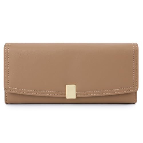LEEXTON Geldbörse Damen, Portemonnaie groß im Langformat, Geldbeutel Damen aus Glattem Synthetisches Leder，mit Vielen Fächern von LEEXTON