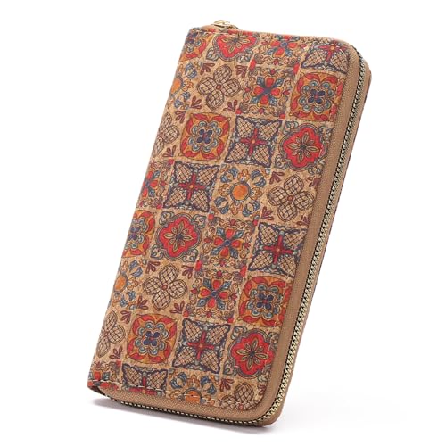 LEEXTON Große Kapazität Damen Geldbörse, Lang Retro-Stil Portmonee Gross Frauen Clutch RFID Schutz mit 8 Kartenfächer und Reißverschluss Münzfach von LEEXTON