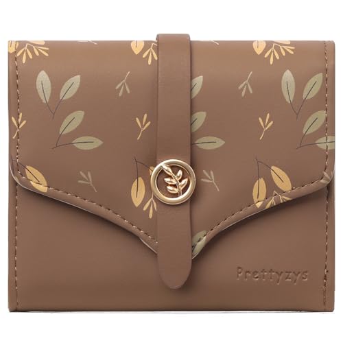 LEEXTON Damen-Geldbörse, Leder, klein, kompakt, dreifach faltbar, RFID-blockierend, Kreditkartenetui mit Reißverschlussfach, B-light Brown, Classic von LEEXTON