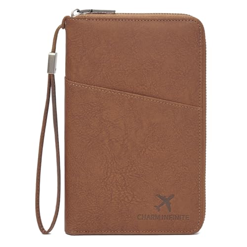 LEEXTON Leder RFID Blocking Reisepasshülle Reisebrieftasche Reisepasshülle Reisebrieftasche für Damen/Herren mit, A-light Braun, Modern von LEEXTON
