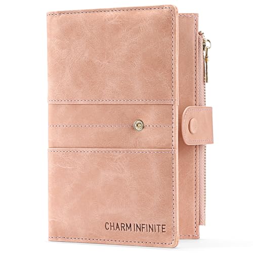 LEEXTON RFID-blockierende Reisepasshülle aus Leder mit Stift- und Kartenfächern, Reisebrieftasche für Damen/Herren, Reise-Zubehör, Helles Pink von LEEXTON