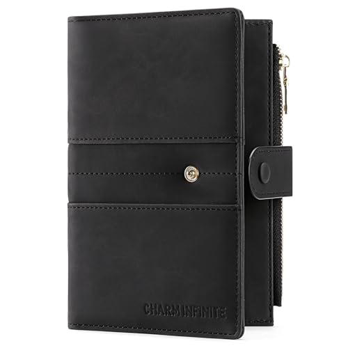 LEEXTON RFID-blockierende Reisepasshülle aus Leder mit Stift- und Kartenfächern, Reisebrieftasche für Damen/Herren, Reise-Zubehör, Schwarz von LEEXTON