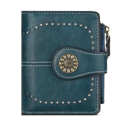 LEEXTON Geldbörse Damen Klein, Portemonnaie Damen und im Kurzformat，Geldbeutel Frauen Echtes Leder, mit Münzfach RFID-blockierendes Brieftasche von LEEXTON