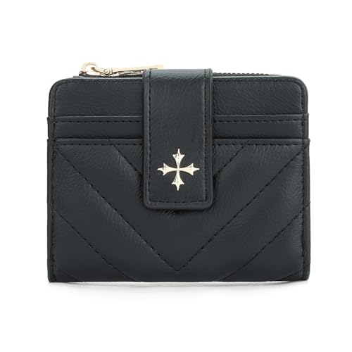 LEEXTON Geldbörse Damen aus glattem und weichem Kunstleder PU Leder，RFID Schutz Portemonnaie， Mit 7 Kartenfäche und Reißverschluss Münztasche Geldbeutel Damen von LEEXTON