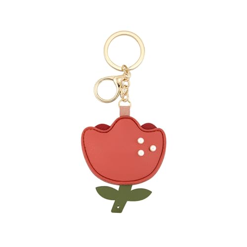 LEFEDA Schlüsselanhänger 2 Stück Blumen Schlüsselanhänger Gold Hang Tag Tasche Auto Hängeornament Für Freunde, Rot von LEFEDA