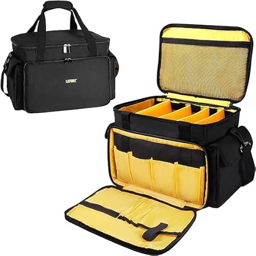 LEFOR·Z DJ Tasche,Große Kabel Organizer Tasche mit Abnehmbarem Gepolstertem Boden und Trennwänden,DJ Kabeltasche für DJ-Equipment, Musikinstrumente und Zubehör von LEFOR·Z