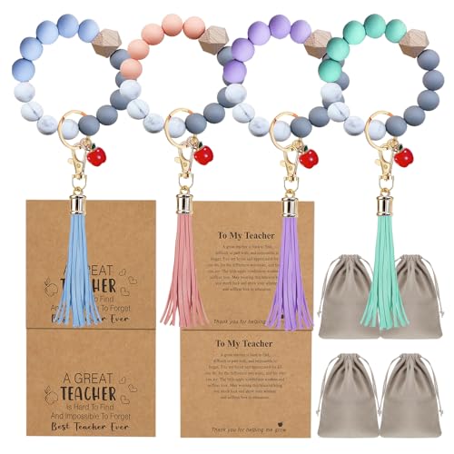 LEFTSTARER 4 Stück Lehrer-Wertschätzungsarmbänder Geschenke in Großpackung für Frauen mit Dankeskarten von Schülern, Silikon-Lehrer-Armband, Schmuck für Frauen, One Size, Silikon, Kein Edelstein LEFTSTARER 4 Stück Lehrer-Wertschätzungsarmbänder Geschenke in Großpackung für Frauen mit Dankeskarten von Schülern, Silikon-Lehrer-Armband, Schmuck für Frauen, One Size, Silikon, Kein Edelstein von LEFTSTARER