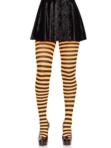 LEG AVENUE Damen Stripe Leggings, Schwarz/Orange, Einheitsgröße Große Größen EU von LEG AVENUE