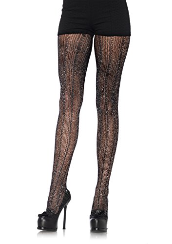 LEG AVENUE 7953 - Spandex-Strumpfhose in Crochet Optik mit Lurex, Einheitsgröße, Roségold von LEG AVENUE