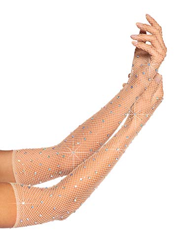 LEG AVENUE Unisex 2038–00422 Strass-Fischnetz-Handschuhe, O/S, hautfarben Kostüme in Erwachsenengröße, Multi, Einheitsgröße von LEG AVENUE