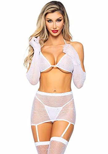 Leg Avenue Damen 5 X Strass-fischnetz BH, weiß, Standard von LEG AVENUE