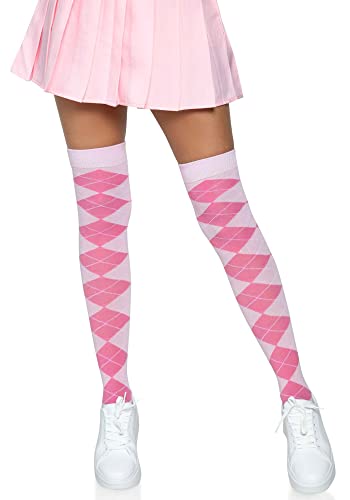 LEG AVENUE Women's Argyle Knit Over The Knee Socks. Costume Hosiery, Rosa, One Size von LEG AVENUE