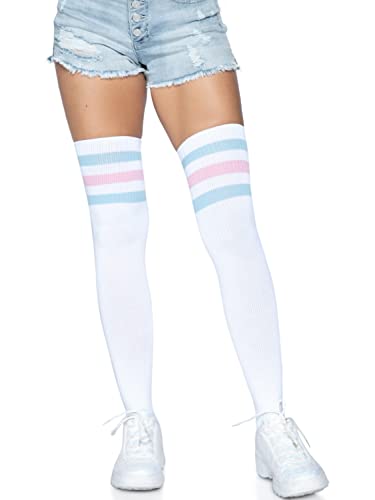 LEG AVENUE Damen Athlete Thigh Hi W / 3 Streifen Top Strumpfhose, rosa/blau, Einheitsgröße von LEG AVENUE