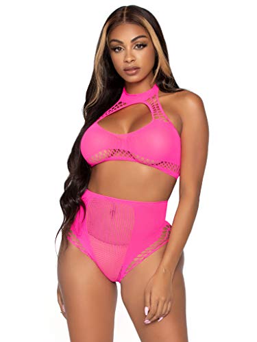 Leg Avenue Damen BH-und Unterhose Sets-8163222029 Baselayer-Set, Neon Pink, One Size (2er Pack) von LEG AVENUE