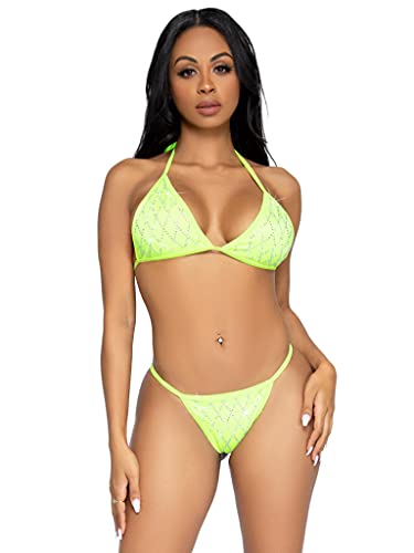 LEG AVENUE Damen Domino Bikini Set, Lime, M EU von LEG AVENUE