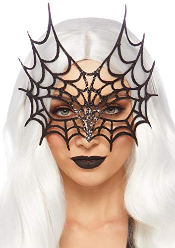 LEG AVENUE Damen Glitter Die Cut Web Mask Panamahut, Schwarz (Black), (Herstellergröße: One sizeUk 6-12) von LEG AVENUE