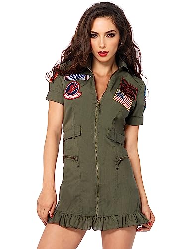 Leg Avenue Damen Lizenziertes Top Gun Flight Kleid Kostüm, Khaki/Grün, Large von LEG AVENUE