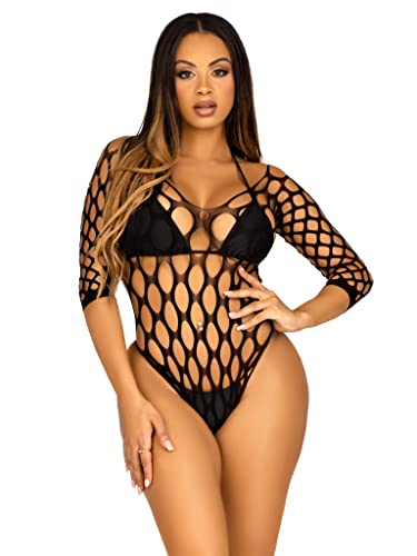 Leg Avenue Damen Pothole Fishnet Bodysuit Dessous-Set, Topole-Fischnetz, Einheitsgröße von LEG AVENUE