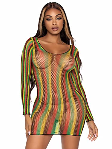 LEG AVENUE Damen Rasta net Negligé, Multicolor, One Size von LEG AVENUE