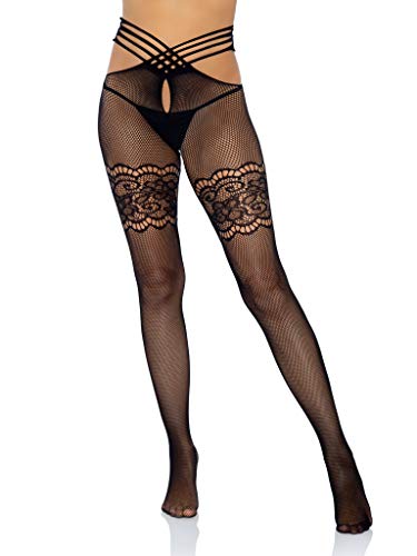 Leg Avenue Damen Strapsstrümpfe-991422001 Strumpfhose, blackout, Black, One Size von LEG AVENUE