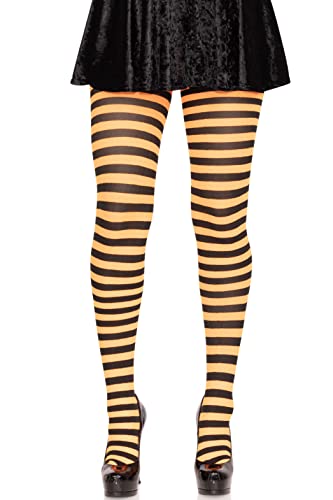 LEG AVENUE Damen Stripe Leggings, Schwarz/Orange, Einheitsgröße Große Größen EU von LEG AVENUE