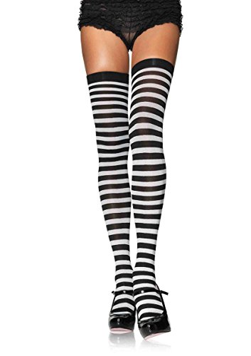 LEG AVENUE Damen Striped + Strumpfhose, Schwarz, XL EU von LEG AVENUE