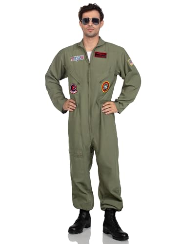 Leg Avenue Damen Tg83702x-14318 Top Gun Herren Flight Suit 1x, Kostüme in Erwachsenengröße, Khaki/Grün von LEG AVENUE